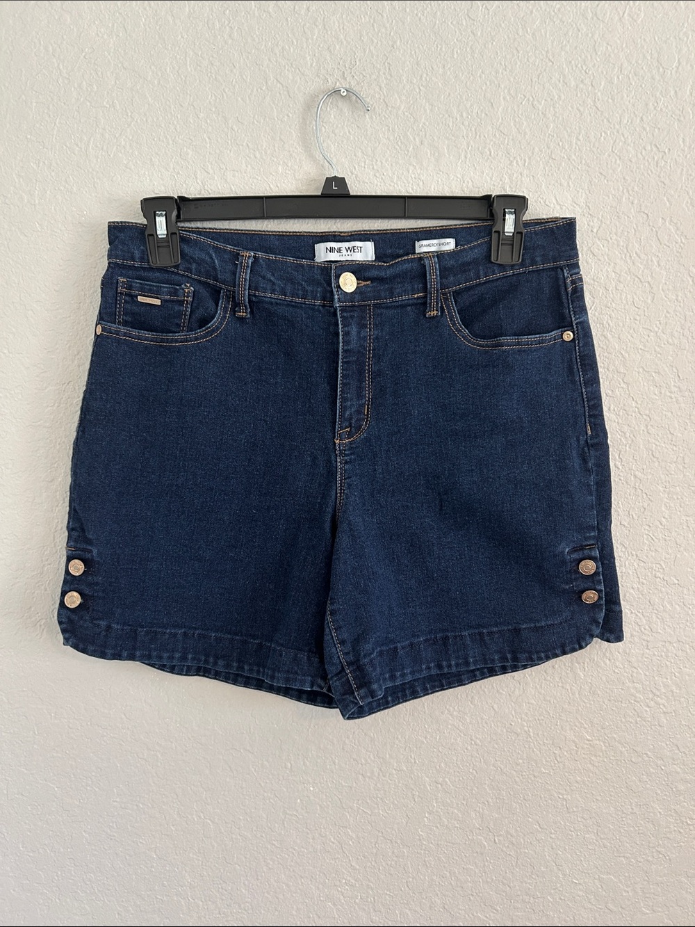 Nine West Navy Denim Button-Hem Women's Shorts